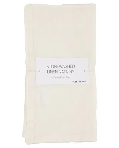 Kaf Home Set Of 4 Stonewashed Linen Napkins In White