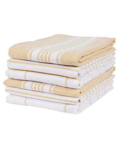 Kaf Home Set Of 6 Monaco Terry Kitchen Towels In Yellow