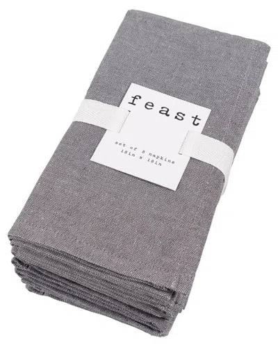 Kaf Home Set Of 8 Overbrook Chambray Napkins In Grey