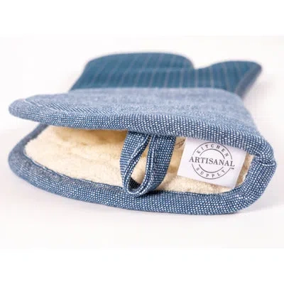 Kaf Home Silicone, Cotton Oven Mitt Set In Blue