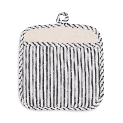 Kaf Home Striped Pot Holder In Black