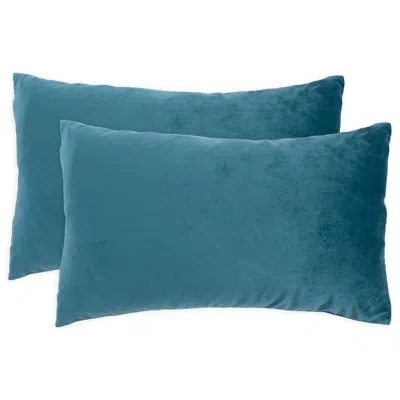 Kaf Home Velvet Pillows Rectangular Pillow Cover In Teal