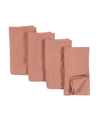 Kaf Home Verona Stonewashed Linen Napkins, Set Of 4 In Clay