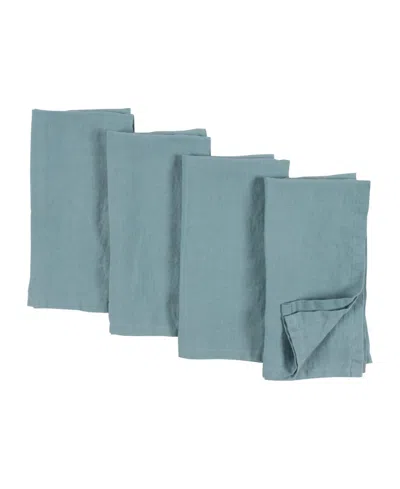 Kaf Home Verona Stonewashed Linen Napkins, Set Of 4 In Light Blue