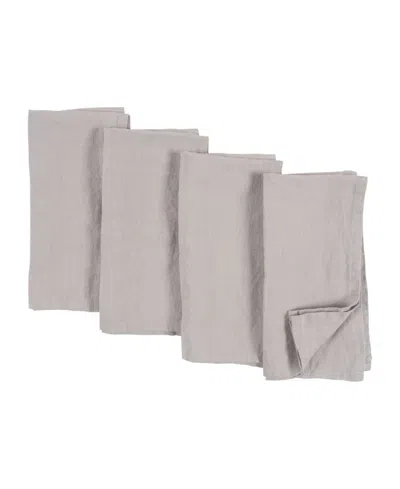 Kaf Home Verona Stonewashed Linen Napkins, Set Of 4 In Light Gray