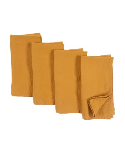 Kaf Home Verona Stonewashed Linen Napkins, Set Of 4 In Ochre