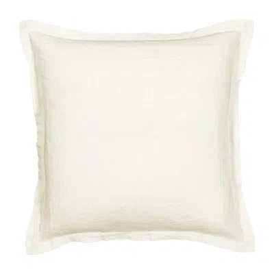 Kaf Home Washed Linen With Flange Decorative Pillow 20" X 20" In Cannoli Cream