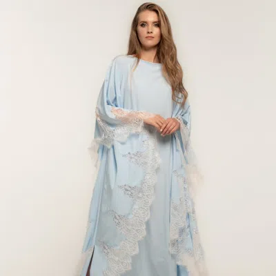 Kâfemme Feminine Closed Abaya Dress With Lace In Blue