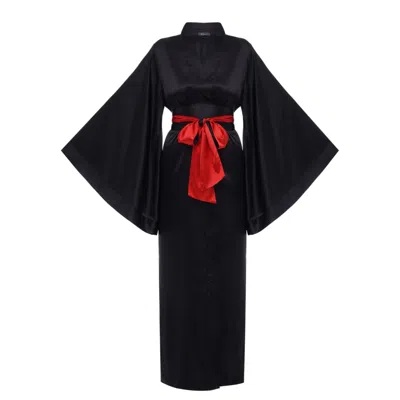 Kâfemme Women's Black Classic Maxi Kimono Robe