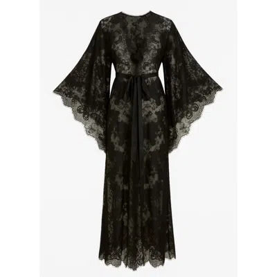 Kâfemme Women's Black Lace Sheer Sexy Lingerie Maxi Robe