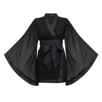 Kâfemme Women's Black Short Sheer Classic Kimono