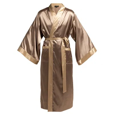 Kâfemme Women's Neutrals Men's Beige Silky Satin Kimono Robe