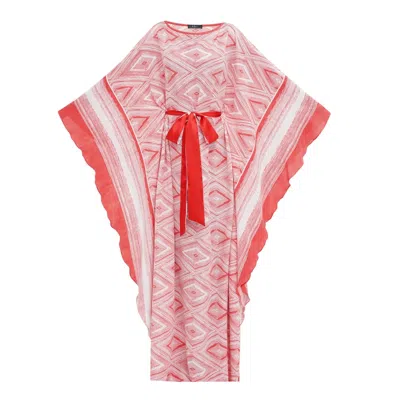 Kâfemme Women's Red / White Red Print Pleated Kaftan Abaya Dress In Red/white