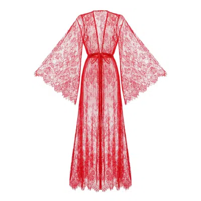 Kâfemme Women's Sexy Lingerie Peignoir Lace Red Kimono Robe