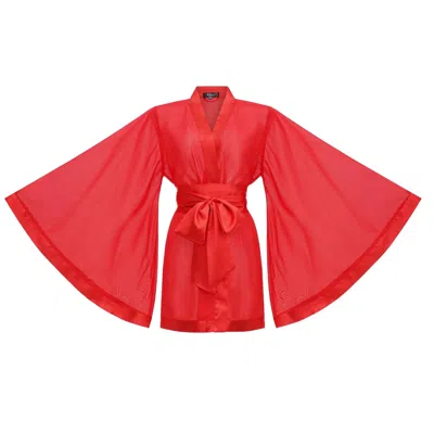 Kâfemme Women's Short Sheer Classic Kimono Red