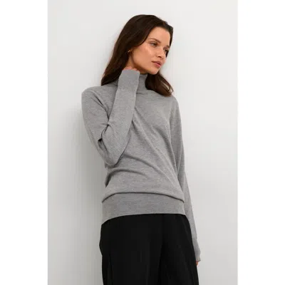 Kaffe Astrid Long Sleeve Roll Neck Pullover In Blue