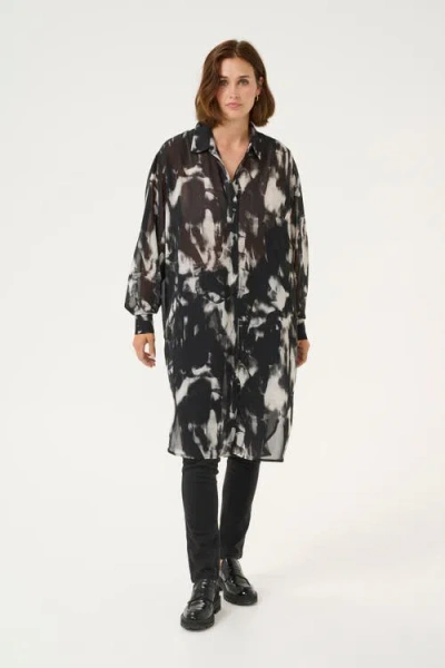 Kaffe Kaaska Sheer Long Sleeves Shirt Dress In Black