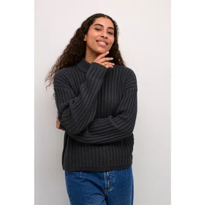 Kaffe Kabess Crew Neck Long Sleeve Pullover In Black