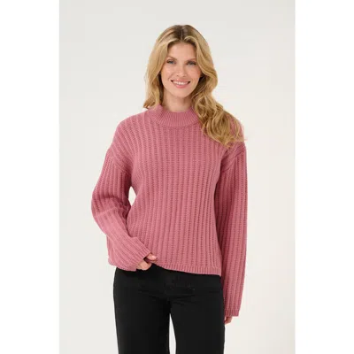 Kaffe Kabess Crew Neck Long Sleeve Pullover In Pink