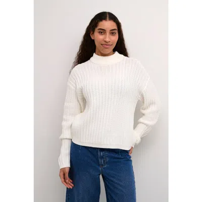 Kaffe Kabess Crew Neck Long Sleeve Pullover In White