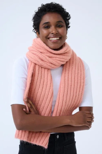 Kaffe Kadena Chunky Rib Knit Long Scarf In Pink