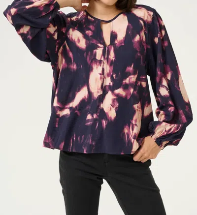 Kaffe Kadunora Cutout Neck Casual Fit Blouse In Purple