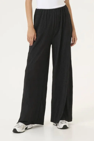 Kaffe Kaiben Wide Legs Elastic Waist Trousers In Blue