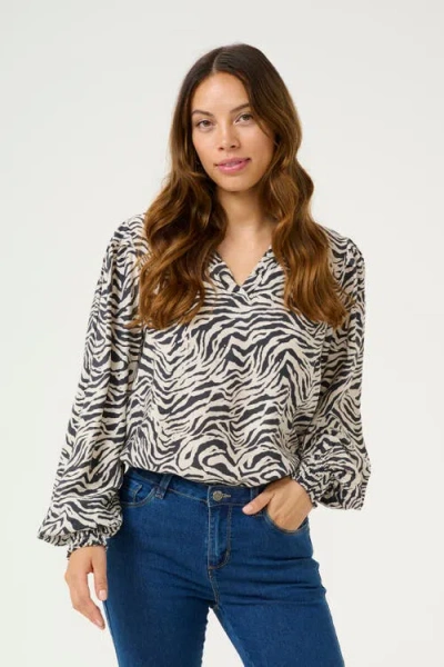 Kaffe Kajodie V-neck Long Sleeve Blouse In Black
