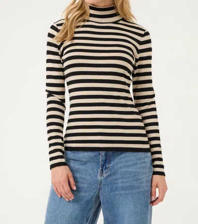Kaffe Kalizza Rollneck Slim Fit Pullover Sweater In Feather Grey Mel Black