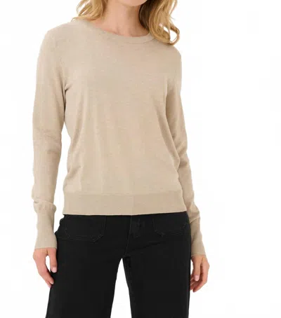 Kaffe Kalizza Round Neck Regular Fit Pullover Sweater In Feather Gray Melange In Multi