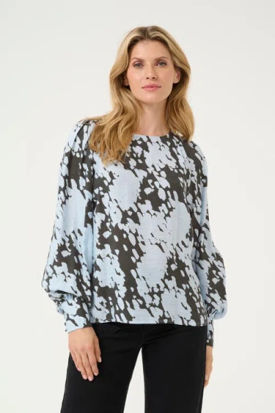 Kaffe Kalouise Long Sleeve Round Neck Blouse In Multi