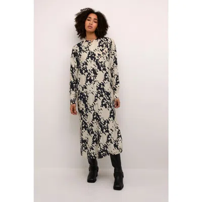 Kaffe Kalouise Round Neck Maxi Shirt Dress In Multi