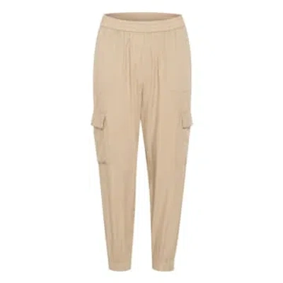 Kaffe Kamilia Cropped Linen Mix Trousers In Chinchilla In Neutral