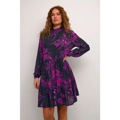 Kaffe Karikka Dress Long Sleeves High Neck In Multi