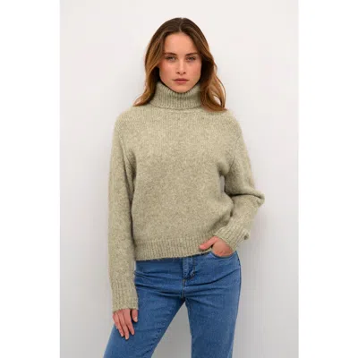 Kaffe Katrina Rollneck Long Sleeve Pullover In Green