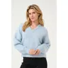 Kaffe Katrina V-neck Casual Fit Pullover Sweater In Light Blue Melange In Blue