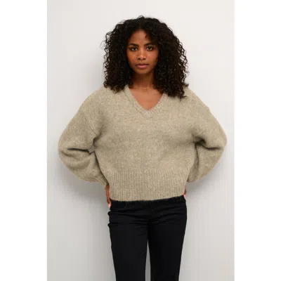 Kaffe Katrina V-neck Casual Fit Pullover In Gray