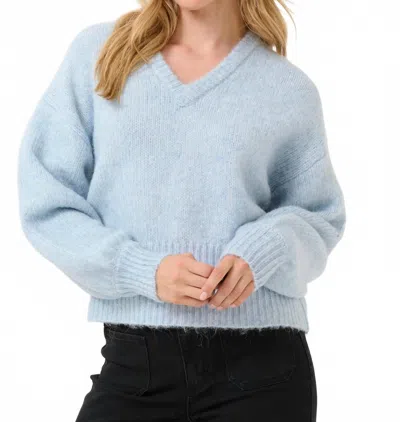 KAFFE KATRINA V-NECK CASUAL FIT PULLOVER SWEATER IN LIGHT BLUE MELANGE