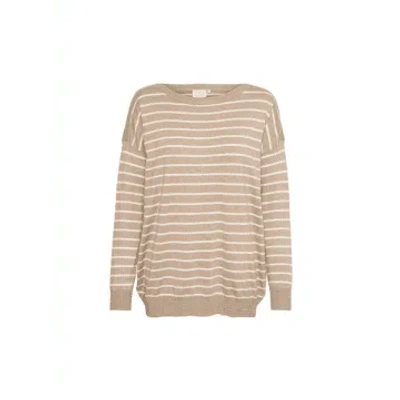 Kaffe Lizza Boat Neck Pullover In Chincilla Melange From In Brown