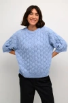 Kaffe Malene Half Sleeve Round Neck Pullover In Blue