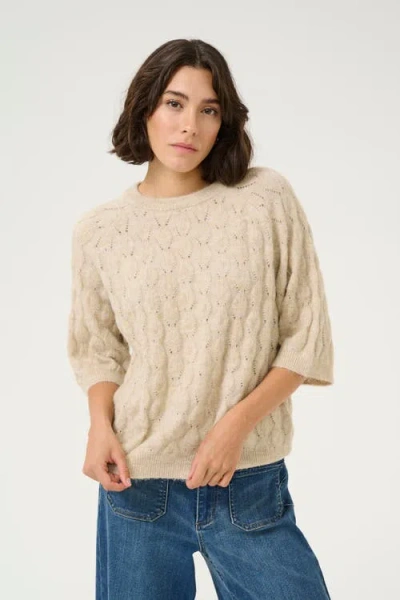 Kaffe Malene Half Sleeve Round Neck Pullover In Neutral