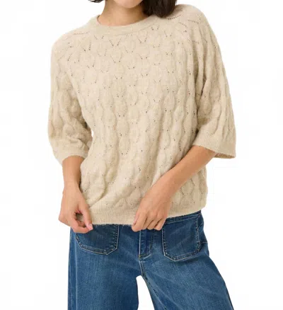 Kaffe Malene Half Sleeve Round Neck Pullover Sweater In Feather Grey Melange In Neutral