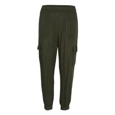 Kaffe Milia Cropped Pants In Forest Night In Green