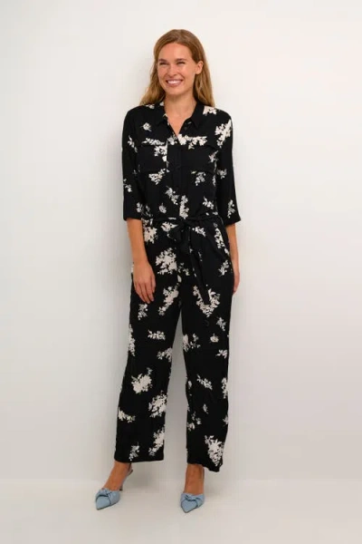 Kaffe Rutie 3/4 Sleeve Jumpsuit In Black