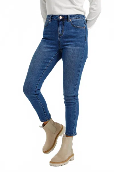 Kaffe Sinem High-waisted Ankle Length Jeans In Medium Blue Denim
