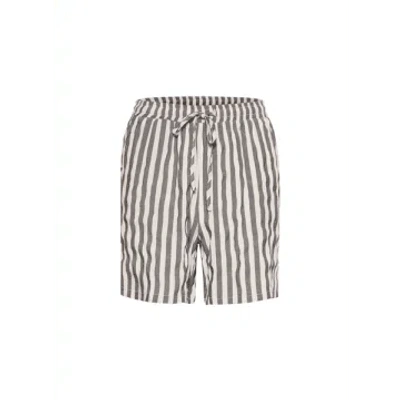 Kaffe Summer Shorts In Feather Gray Stripes From In Black