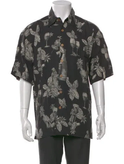 Pre-owned Kahala Floral Print Short Sleeve Shirt W/ Tags In Gray