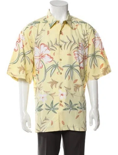 Pre-owned Kahala Floral Print Short Sleeve Shirt In Yellow