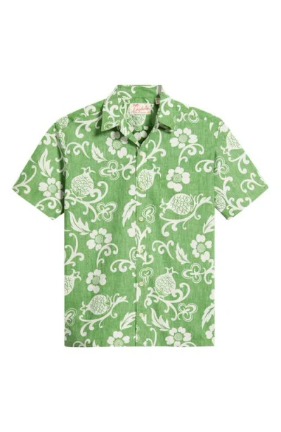 Kahala Ginger Pareau Short Sleeve Cotton Button-down Shirt In Green