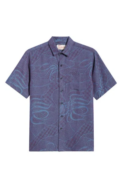 Kahala Ho'l Nalo Jacquard Short Sleeve Button-up Shirt In Blue